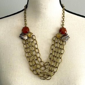 Gerard YOSCA gold tone triple chain bib necklace